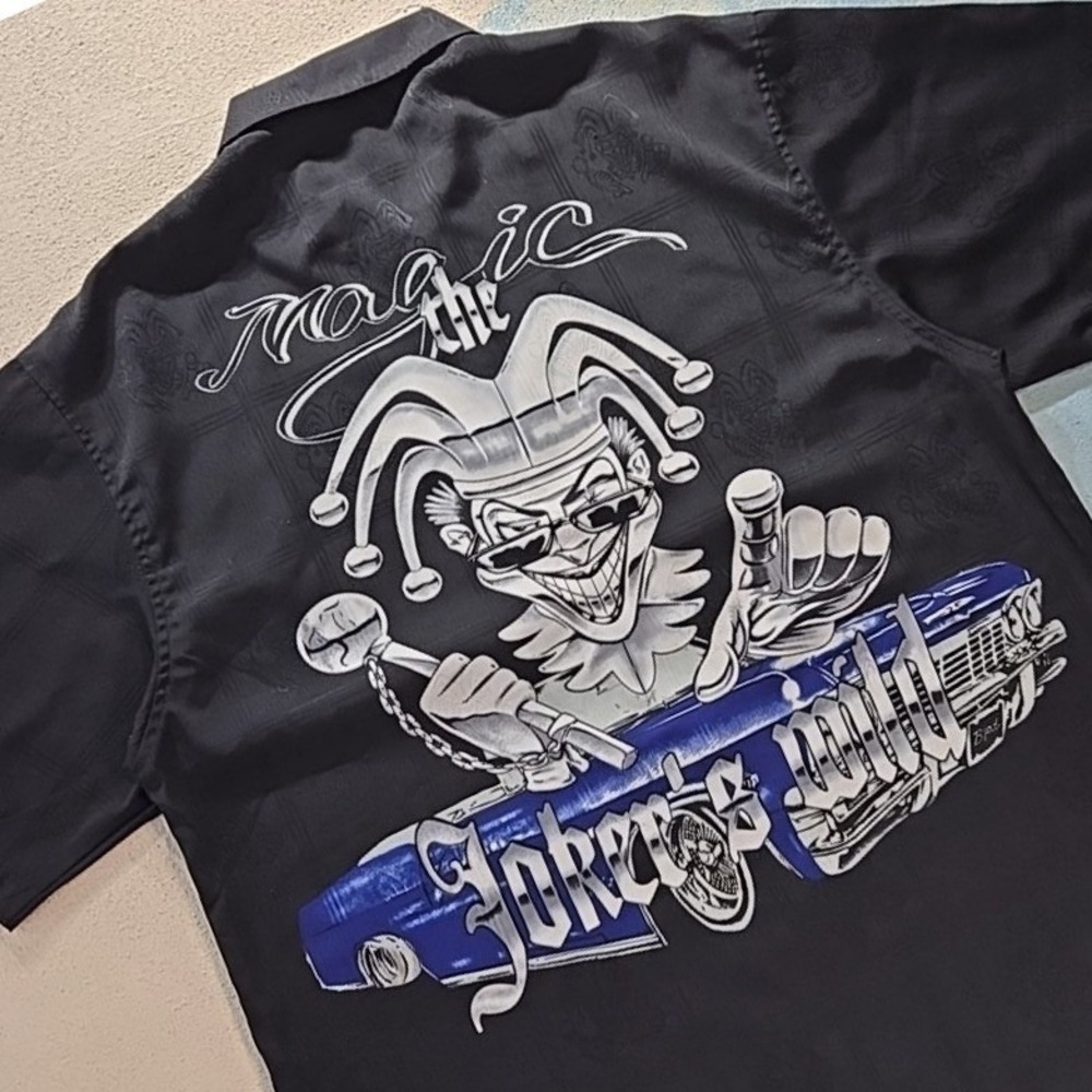 VTG Joker Wild Cruizin Low Shirt L Black Short Sleeve Korea‎ Japanese Rockabilly